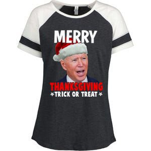 Santa Joe Biden Merry Thanksgiving Christmas Ugly Sweater Gift Enza Ladies Jersey Colorblock Tee