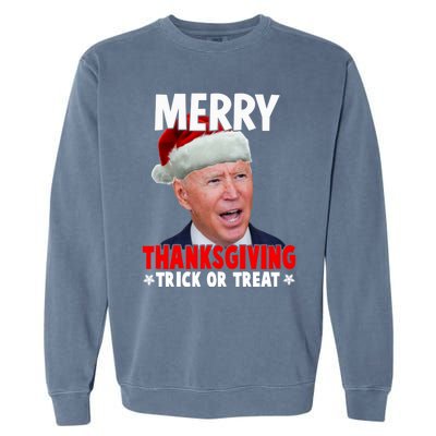 Santa Joe Biden Merry Thanksgiving Christmas Ugly Sweater Gift Garment-Dyed Sweatshirt