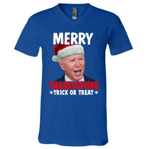 Santa Joe Biden Merry Thanksgiving Christmas Ugly Sweater Gift V-Neck T-Shirt