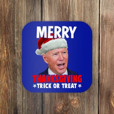 Santa Joe Biden Merry Thanksgiving Christmas Ugly Sweater Gift Coaster