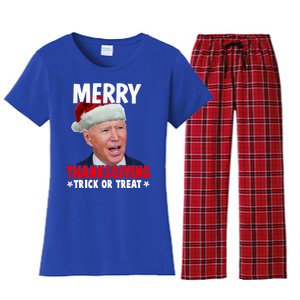 Santa Joe Biden Merry Thanksgiving Christmas Ugly Sweater Gift Women's Flannel Pajama Set