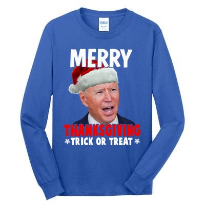 Santa Joe Biden Merry Thanksgiving Christmas Ugly Sweater Gift Tall Long Sleeve T-Shirt