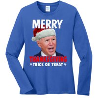 Santa Joe Biden Merry Thanksgiving Christmas Ugly Sweater Gift Ladies Long Sleeve Shirt