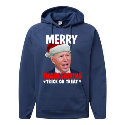 Santa Joe Biden Merry Thanksgiving Christmas Ugly Sweater Gift Performance Fleece Hoodie