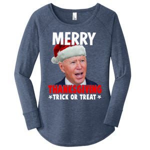 Santa Joe Biden Merry Thanksgiving Christmas Ugly Sweater Gift Women's Perfect Tri Tunic Long Sleeve Shirt