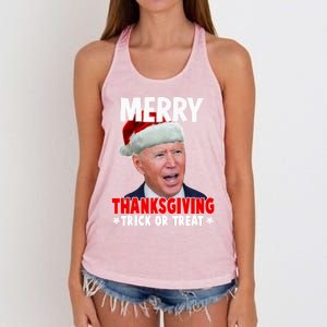 Santa Joe Biden Merry Thanksgiving Christmas Ugly Sweater Gift Women's Knotted Racerback Tank