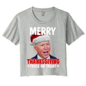 Santa Joe Biden Merry Thanksgiving Christmas Ugly Sweater Gift Women's Crop Top Tee