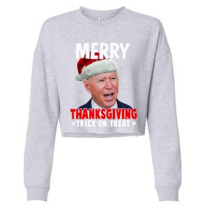 Santa Joe Biden Merry Thanksgiving Christmas Ugly Sweater Gift Cropped Pullover Crew