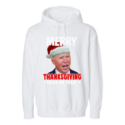 Santa Joe Biden Merry Thanksgiving Christmas Ugly Sweater Gift Garment-Dyed Fleece Hoodie