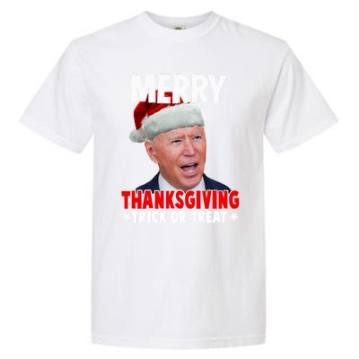 Santa Joe Biden Merry Thanksgiving Christmas Ugly Sweater Gift Garment-Dyed Heavyweight T-Shirt