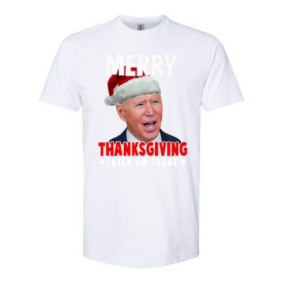 Santa Joe Biden Merry Thanksgiving Christmas Ugly Sweater Gift Softstyle CVC T-Shirt