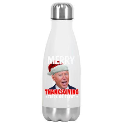 Santa Joe Biden Merry Thanksgiving Christmas Ugly Sweater Gift Stainless Steel Insulated Water Bottle