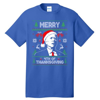 Santa Joe Biden Merry Thanksgiving Ugly Christmas Sweater Gift Tall T-Shirt