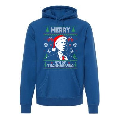 Santa Joe Biden Merry Thanksgiving Ugly Christmas Sweater Gift Premium Hoodie