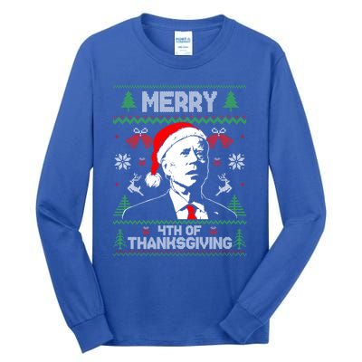 Santa Joe Biden Merry Thanksgiving Ugly Christmas Sweater Gift Tall Long Sleeve T-Shirt