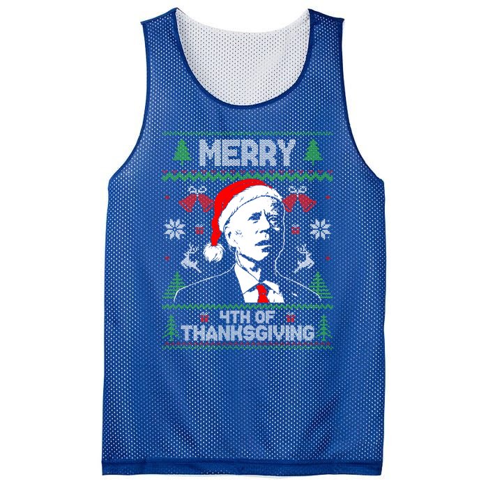 Santa Joe Biden Merry Thanksgiving Ugly Christmas Sweater Gift Mesh Reversible Basketball Jersey Tank