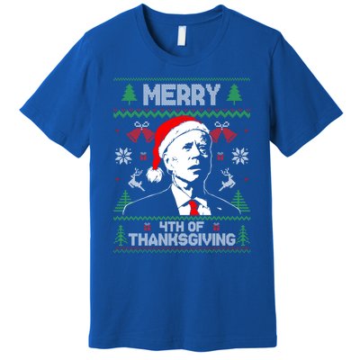 Santa Joe Biden Merry Thanksgiving Ugly Christmas Sweater Gift Premium T-Shirt