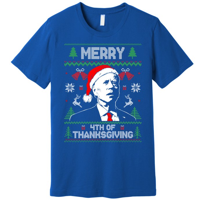 Santa Joe Biden Merry Thanksgiving Ugly Christmas Sweater Gift Premium T-Shirt