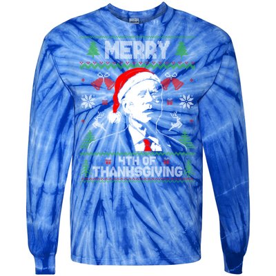 Santa Joe Biden Merry Thanksgiving Ugly Christmas Sweater Gift Tie-Dye Long Sleeve Shirt