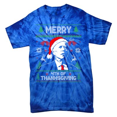 Santa Joe Biden Merry Thanksgiving Ugly Christmas Sweater Gift Tie-Dye T-Shirt