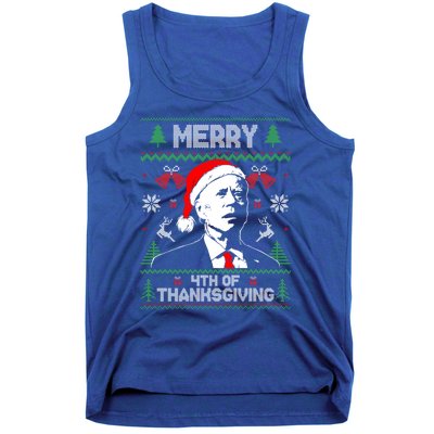 Santa Joe Biden Merry Thanksgiving Ugly Christmas Sweater Gift Tank Top