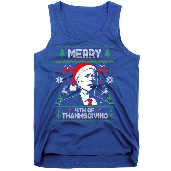 Santa Joe Biden Merry Thanksgiving Ugly Christmas Sweater Gift Tank Top