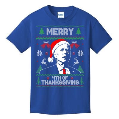 Santa Joe Biden Merry Thanksgiving Ugly Christmas Sweater Gift Kids T-Shirt