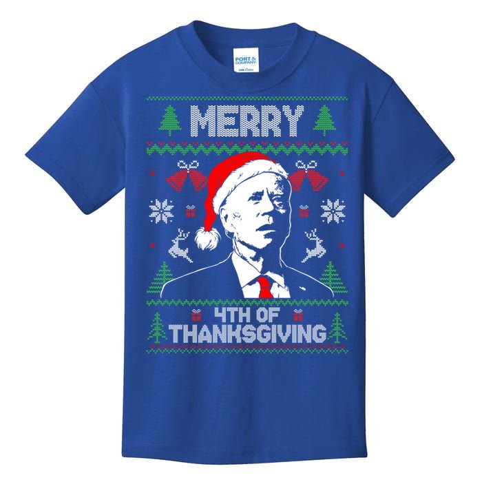 Santa Joe Biden Merry Thanksgiving Ugly Christmas Sweater Gift Kids T-Shirt