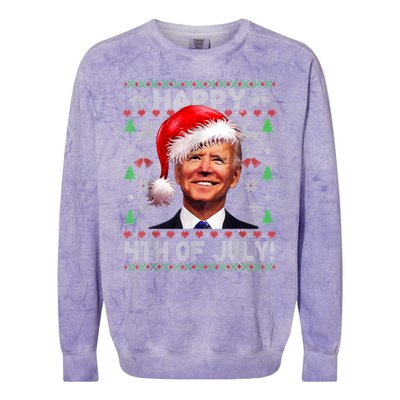 Santa Joe Biden Happy 4th Of July Ugly Christmas Sweater Colorblast Crewneck Sweatshirt