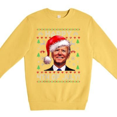 Santa Joe Biden Happy 4th Of July Ugly Christmas Sweater Premium Crewneck Sweatshirt