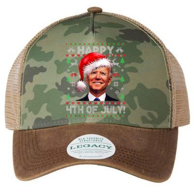 Santa Joe Biden Happy 4th Of July Ugly Christmas Sweater Legacy Tie Dye Trucker Hat