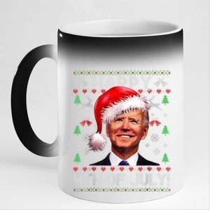 Santa Joe Biden Happy 4th Of July Ugly Christmas Sweater 11oz Black Color Changing Mug