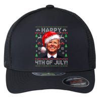 Santa Joe Biden Happy 4th Of July Ugly Christmas Sweater Flexfit Unipanel Trucker Cap