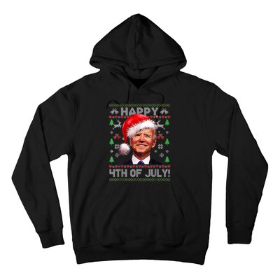 Santa Joe Biden Happy 4th Of July Ugly Christmas Sweater Hoodie