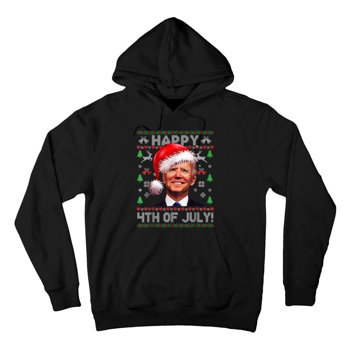 Santa Joe Biden Happy 4th Of July Ugly Christmas Sweater Hoodie