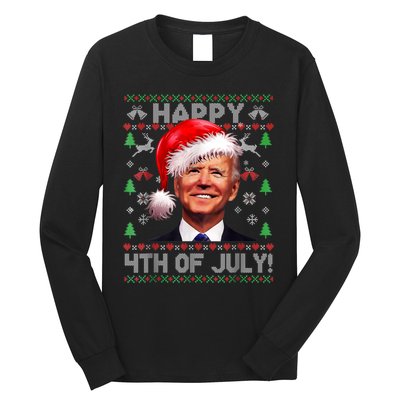 Santa Joe Biden Happy 4th Of July Ugly Christmas Sweater Long Sleeve Shirt