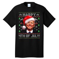 Santa Joe Biden Happy 4th Of July Ugly Christmas Sweater Tall T-Shirt