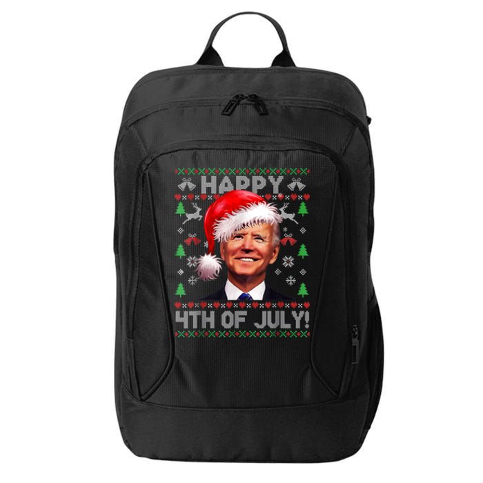 Santa Joe Biden Happy 4th Of July Ugly Christmas Sweater City Backpack