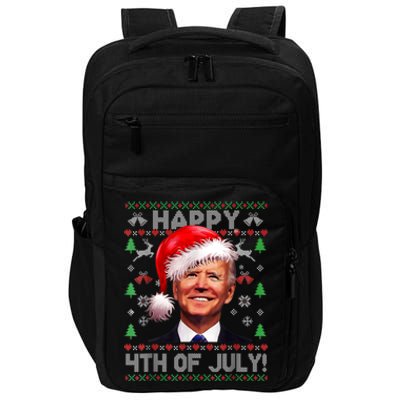 Santa Joe Biden Happy 4th Of July Ugly Christmas Sweater Impact Tech Backpack