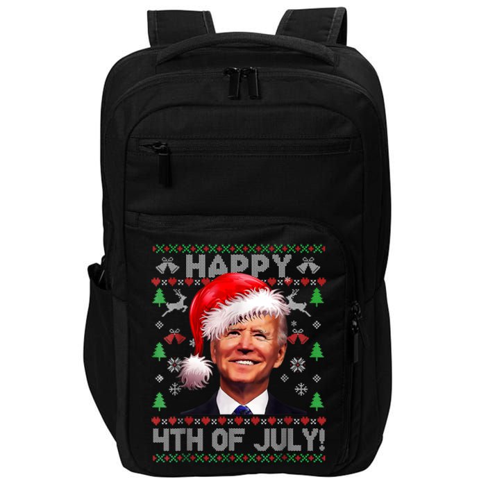 Santa Joe Biden Happy 4th Of July Ugly Christmas Sweater Impact Tech Backpack