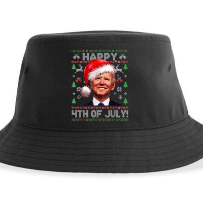 Santa Joe Biden Happy 4th Of July Ugly Christmas Sweater Sustainable Bucket Hat