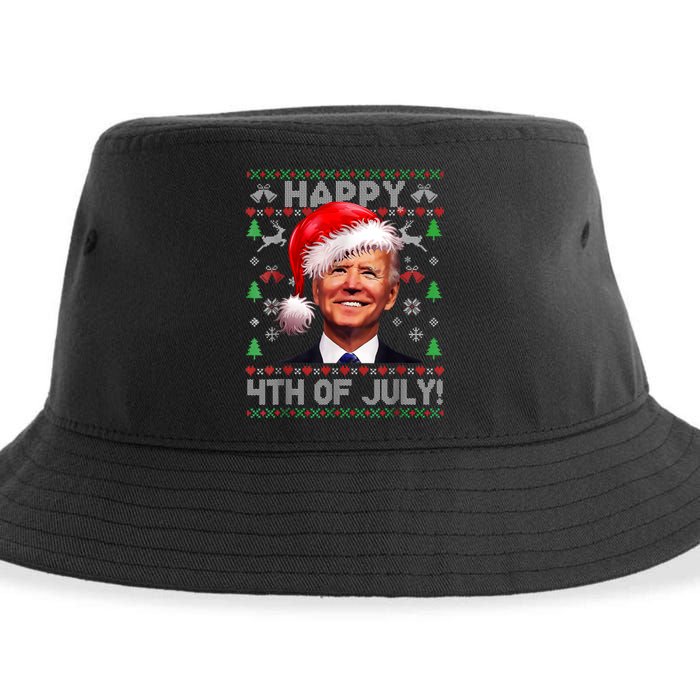 Santa Joe Biden Happy 4th Of July Ugly Christmas Sweater Sustainable Bucket Hat