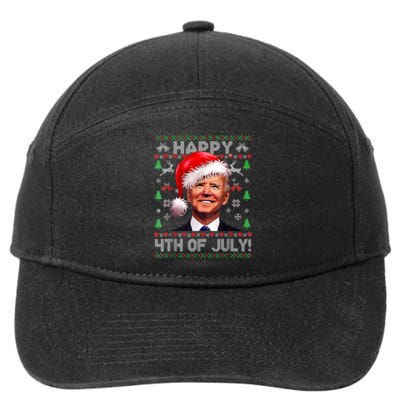 Santa Joe Biden Happy 4th Of July Ugly Christmas Sweater 7-Panel Snapback Hat