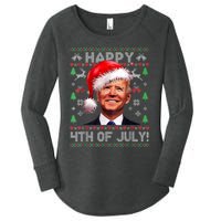 Santa Joe Biden Happy 4th Of July Ugly Christmas Sweater Women's Perfect Tri Tunic Long Sleeve Shirt