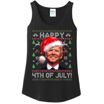 Santa Joe Biden Happy 4th Of July Ugly Christmas Sweater Ladies Essential Tank