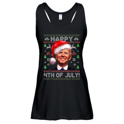 Santa Joe Biden Happy 4th Of July Ugly Christmas Sweater Ladies Essential Flowy Tank