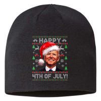 Santa Joe Biden Happy 4th Of July Ugly Christmas Sweater Sustainable Beanie