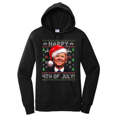 Santa Joe Biden Happy 4th Of July Ugly Christmas Sweater Women's Pullover Hoodie