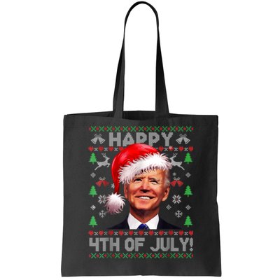 Santa Joe Biden Happy 4th Of July Ugly Christmas Sweater Tote Bag