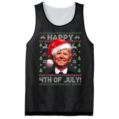 Santa Joe Biden Happy 4th Of July Ugly Christmas Sweater Mesh Reversible Basketball Jersey Tank